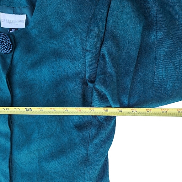 Womens 10P Modern Matriarch Vintage Rich Green Brocade Blazer Skirt Set - Picture 9 of 13